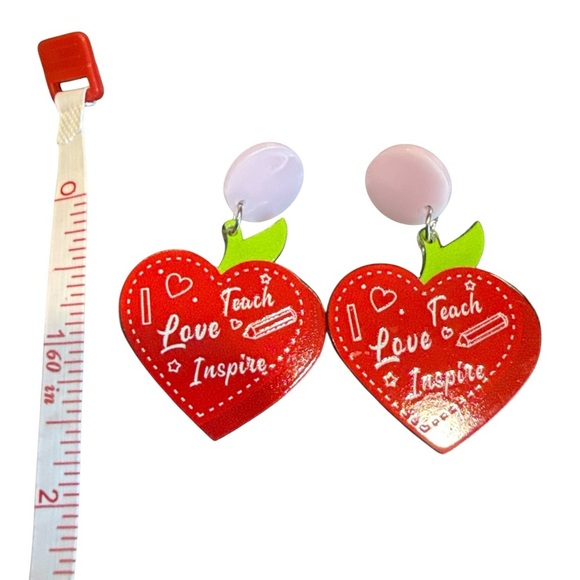 3/$20 Red Heart Teacher Earrings - Picture 2 of 7